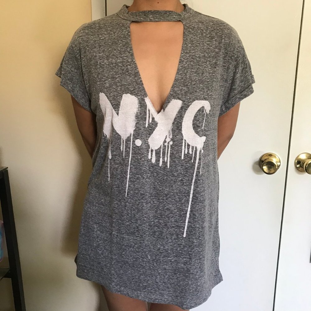 Choker Cutout T-Shirt Dress Size Medium